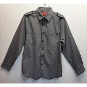 Montage Men's Gray Striped Button Down Shirt l Size: M